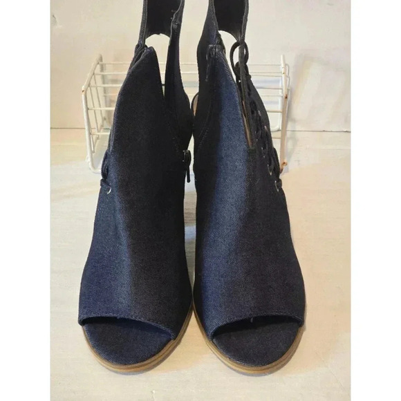 Women's Open Toe Boots, 9W, Dark Blue Denim - Picture 5 of 9